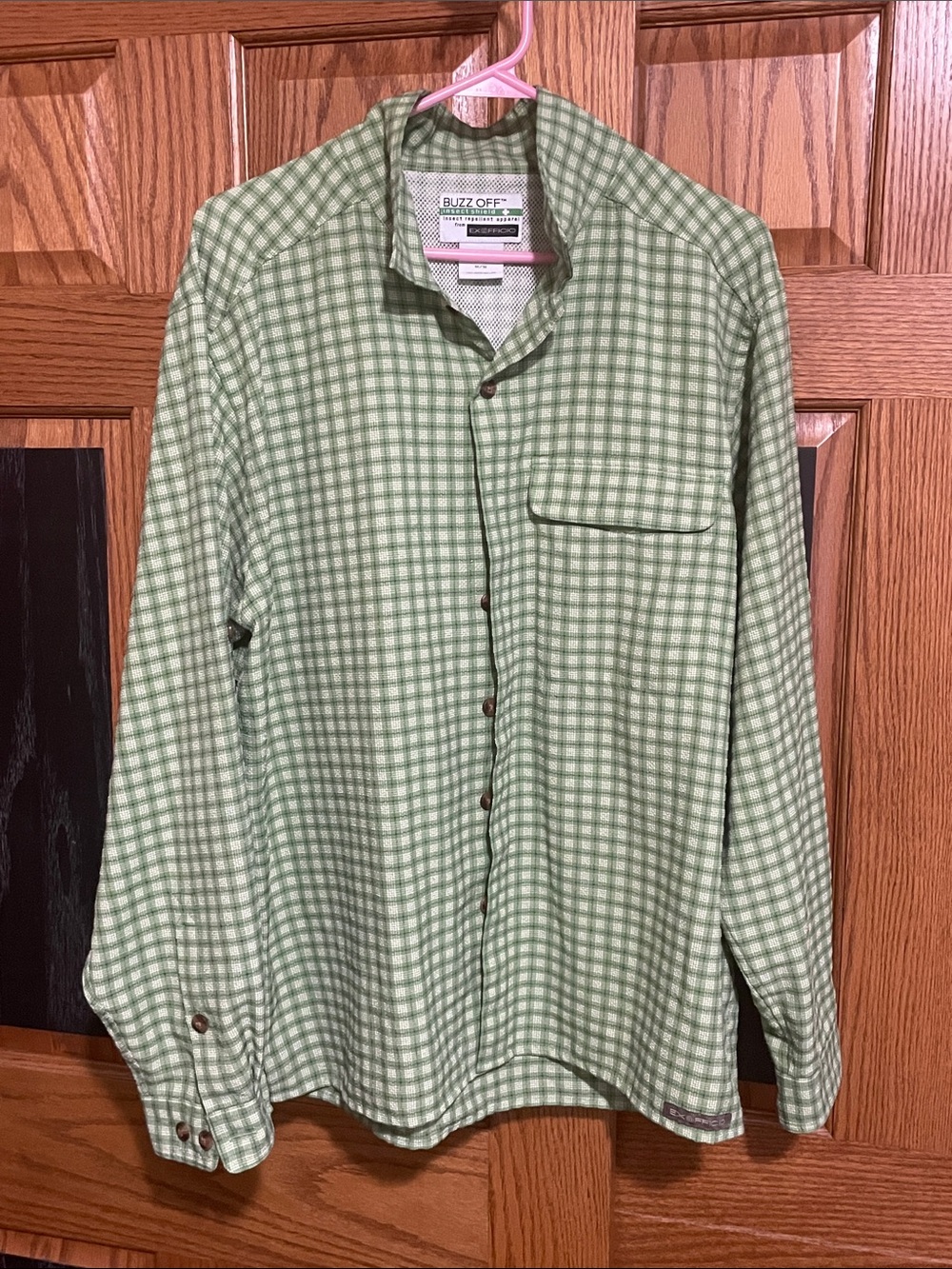 Exofficio Light Green Plaid Button-Front Shirt